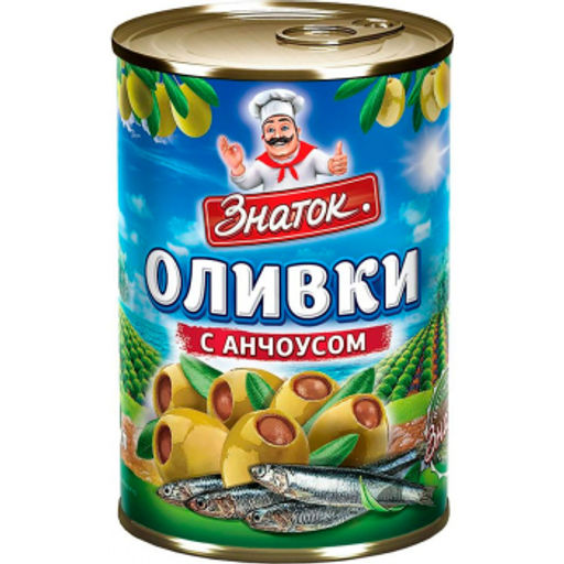 картинка Знаток Оливки с анчоусом 280гр жб от нашего магазина