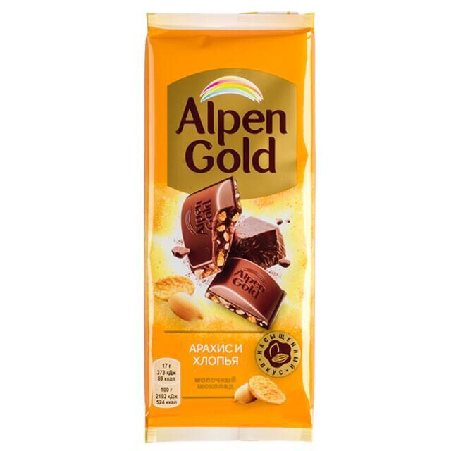 картинка Альпен Гольд АРАХИС КУКУРУЗНЫЕ ХЛОПЬЯ 80гр от нашего магазина