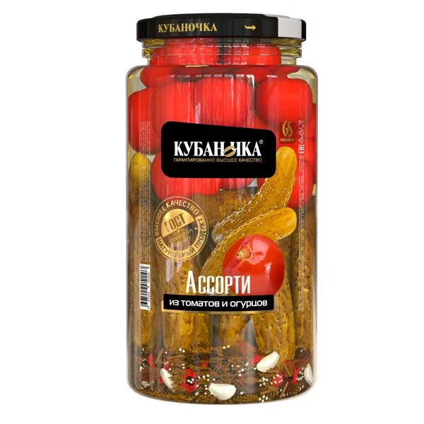 картинка Кубан Ассорти ТОМАТЫ ОГУРЦЫ 1500гр БОЛЬШАЯ от нашего магазина