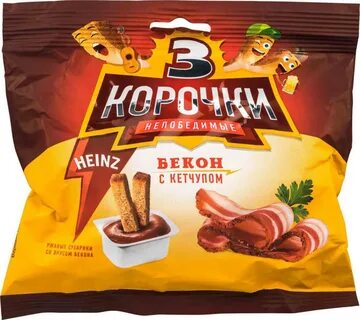 картинка Три корочки БЕКОН+КЕТЧУП Сухарики 60г. от нашего магазина