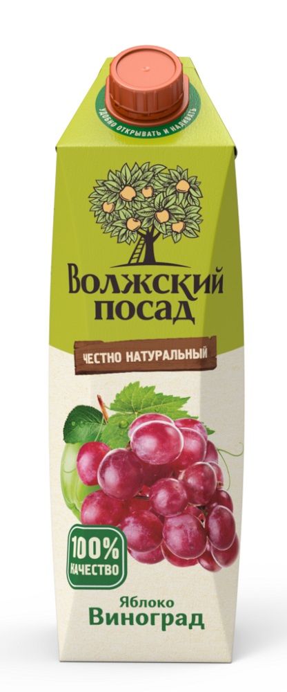 картинка Волжский Посад ЯБЛОКО ВИНОГРАД 1 л нектар от нашего магазина