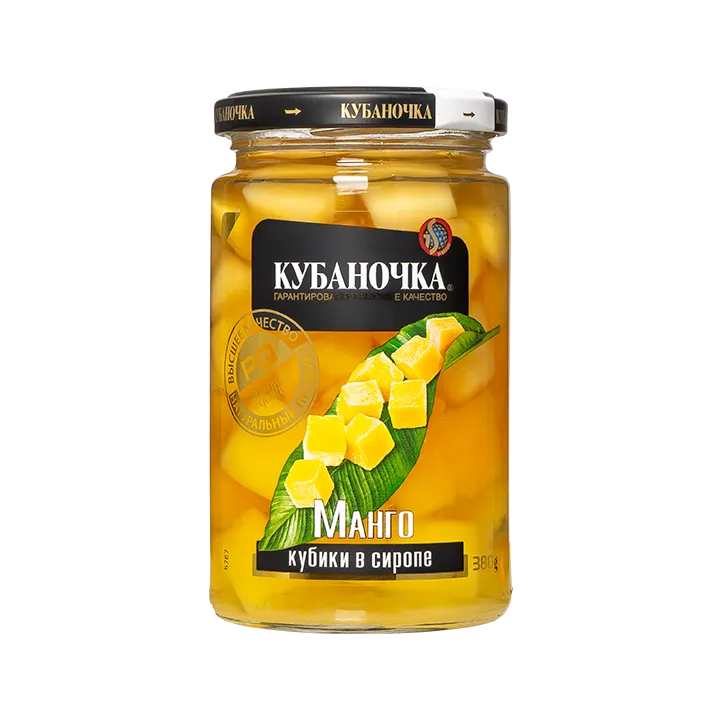 картинка Кубан МАНГО Кубики в легком сиропе 380гр от нашего магазина