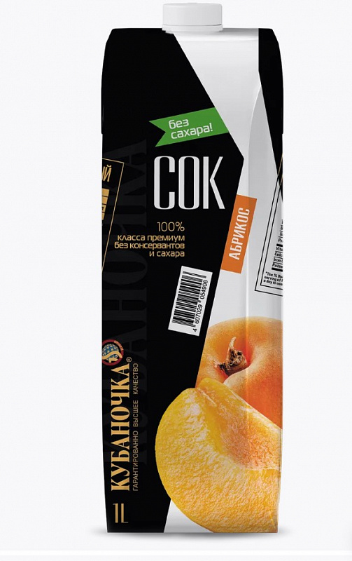 картинка Кубаночка АБРИКОСОВЫЙ с мякотью сок 1л ТЕТРА от нашего магазина