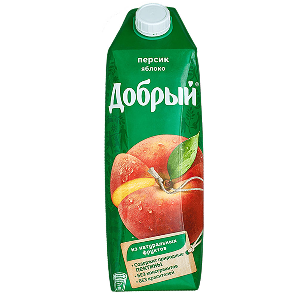 картинка Добрый Персик Яблоко 1 л ТЕТРАПАК КАРТОН от нашего магазина