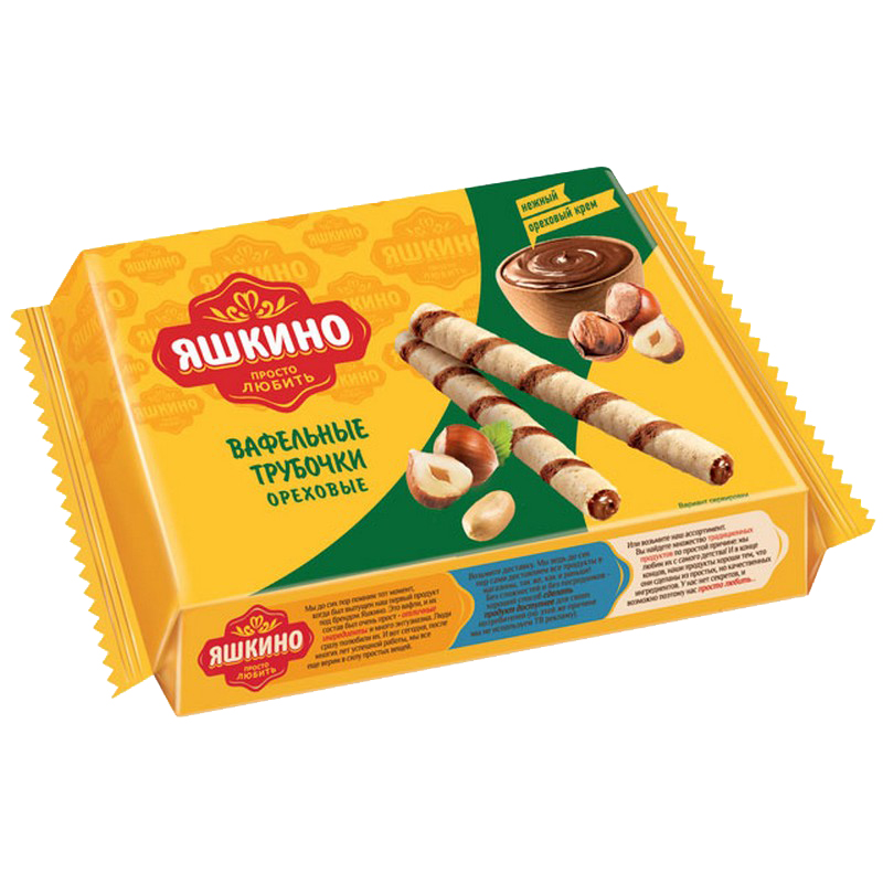 картинка Яшкино Трубочки ОРЕХОВЫЕ вафельные 190гр от нашего магазина