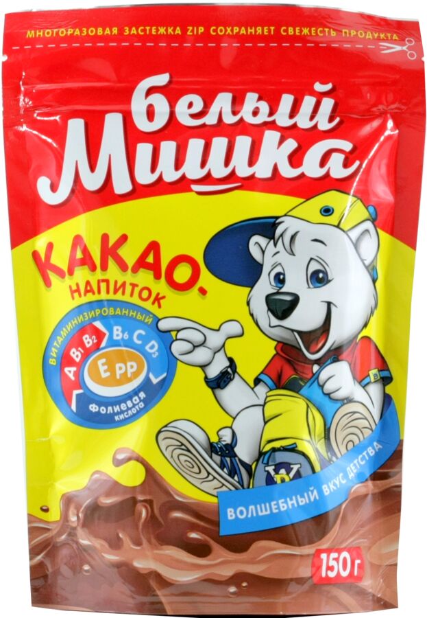 картинка Белый Мишка Какао растворим гранулирован 150гр от нашего магазина