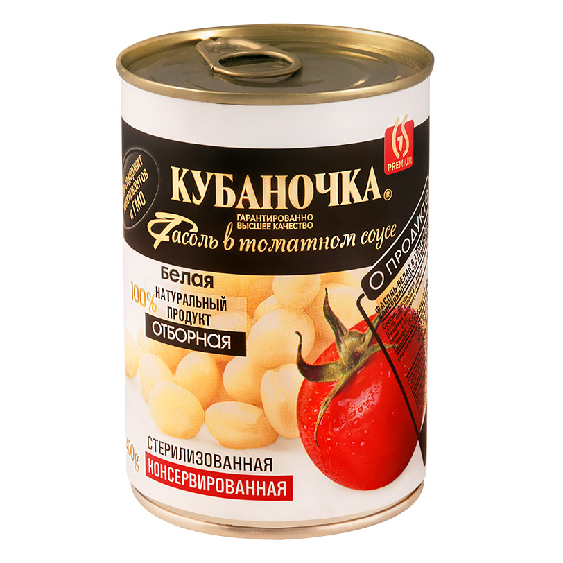картинка Кубан Фасоль БЕЛАЯ ТОМАТ 400г жб от нашего магазина