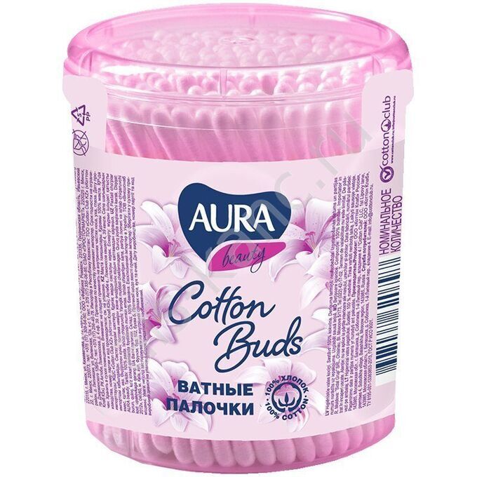картинка Аура Палочки Ватные 100шт Стакан МАЛЕНЬКИЙ от нашего магазина