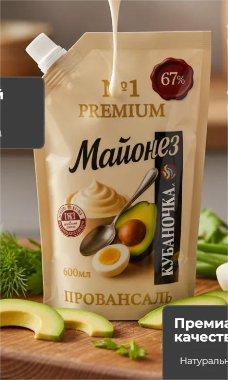 картинка Кубан Майонез Провансаль 67% 200гр Дой Пак от нашего магазина