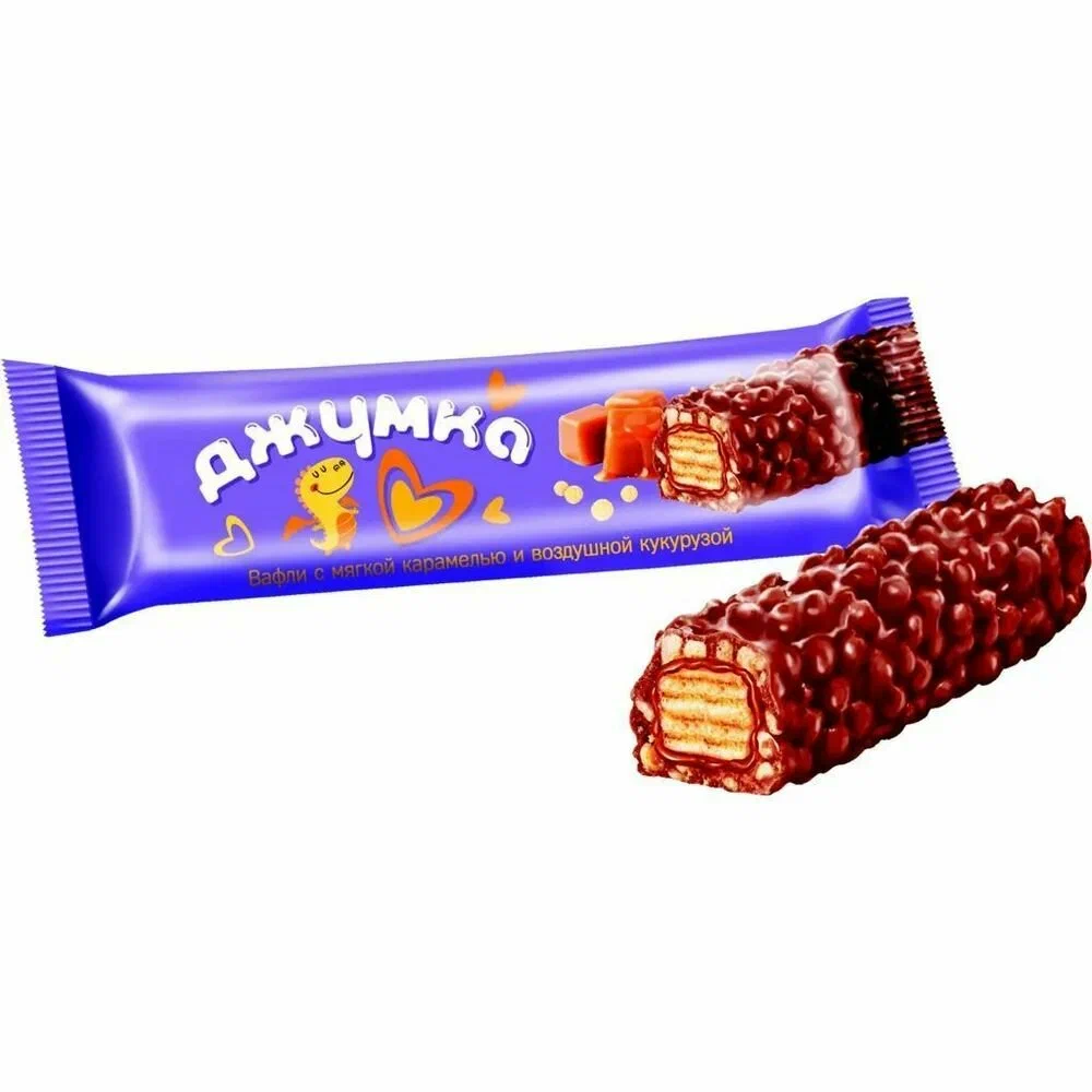 картинка  Джумка Вафельн Мягк Карамель Воздушн кукуруза 37гр Батончик от нашего магазина