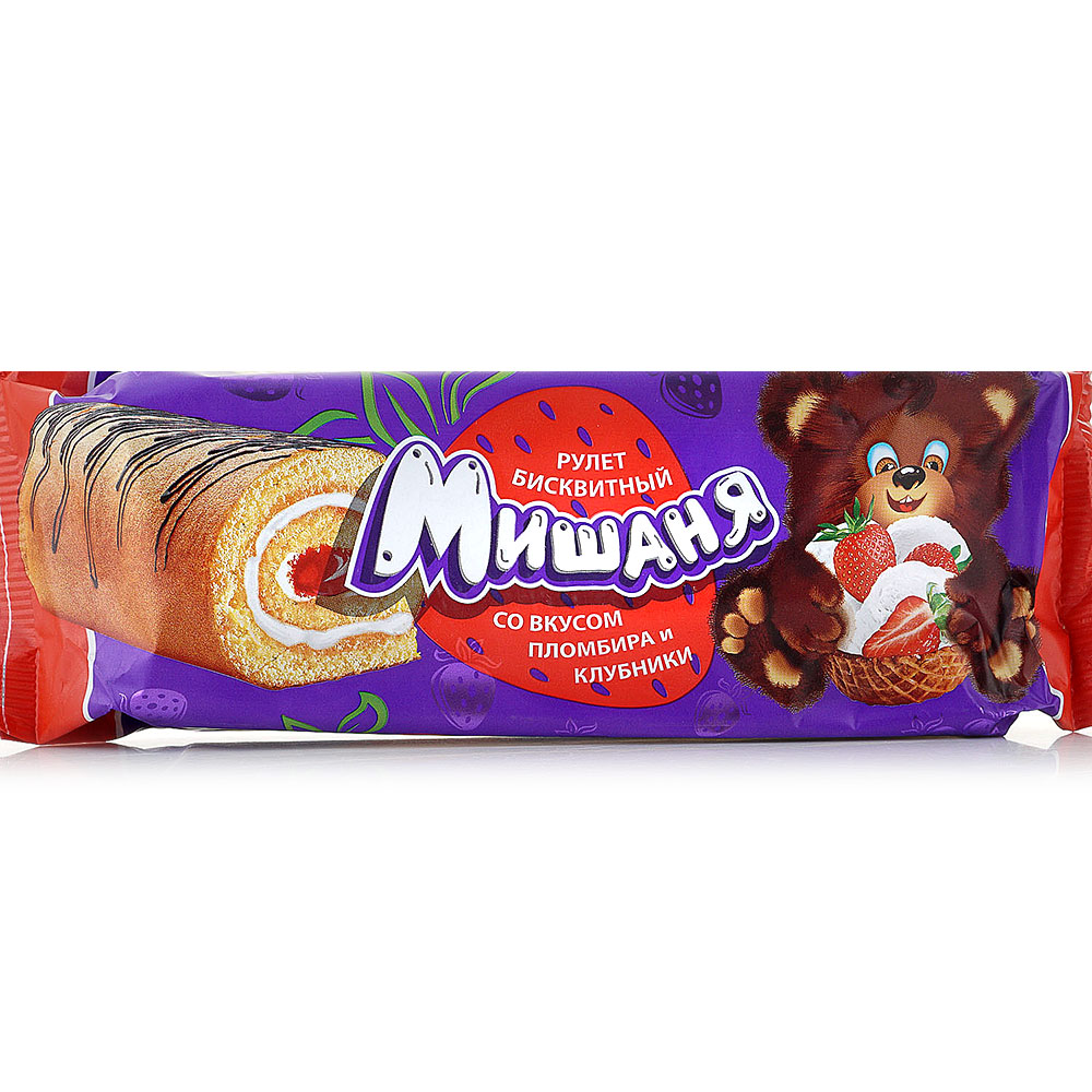 картинка Мишаня рулет ПЛОМБИР КЛУБНИКА 160г от нашего магазина