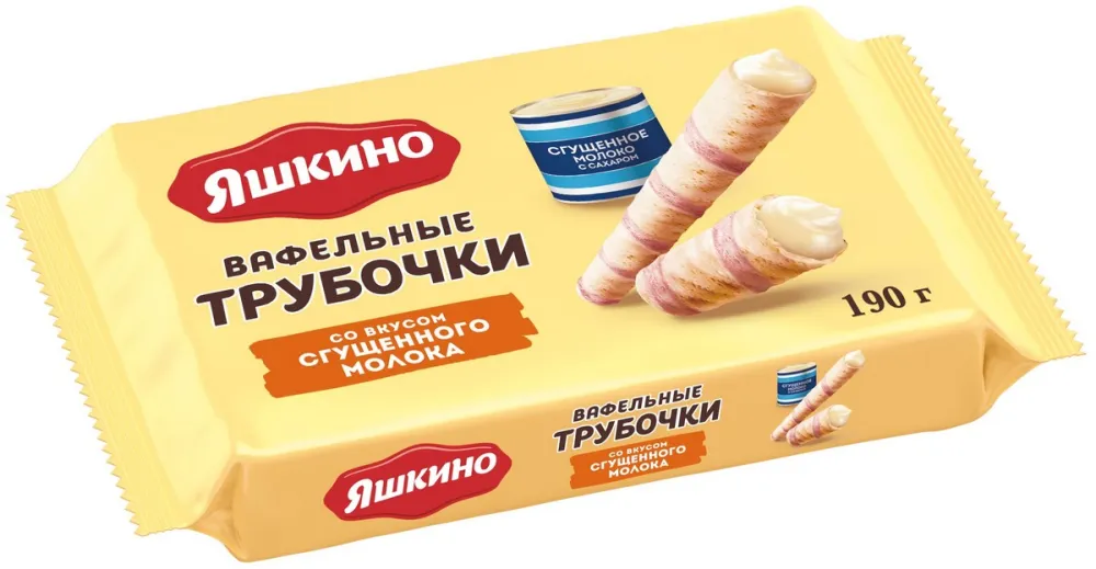 картинка Яшкино Трубочки СГУЩЕННОЕ МОЛОКО вафельные 190гр от нашего магазина
