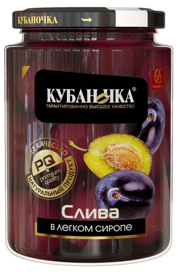 картинка Кубан СЛИВА в Легком сиропе красная 750гр от нашего магазина