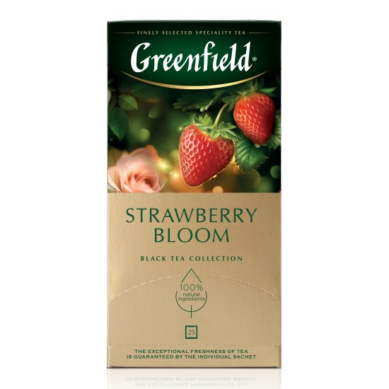 картинка Гринфилд ПАКЕТ Strawberry Bloom Черный Клубника Гибискус 25шт от нашего магазина