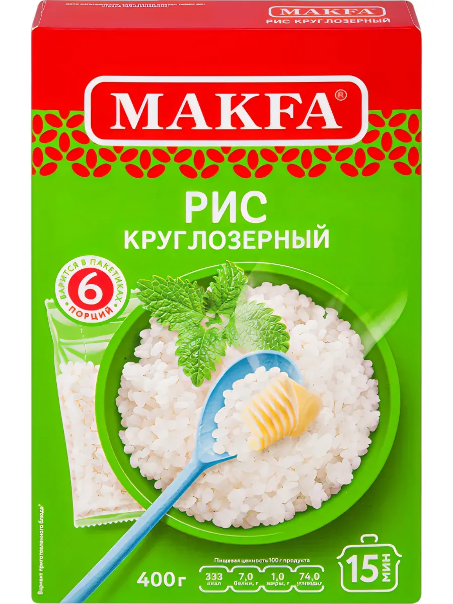 картинка Макфа РИС КРУГЛЫЙ вар пакеты 400гр от нашего магазина