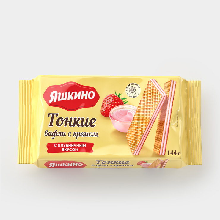картинка Яшкино Вафли Тонкие КЛУБНИКА 144гр от нашего магазина
