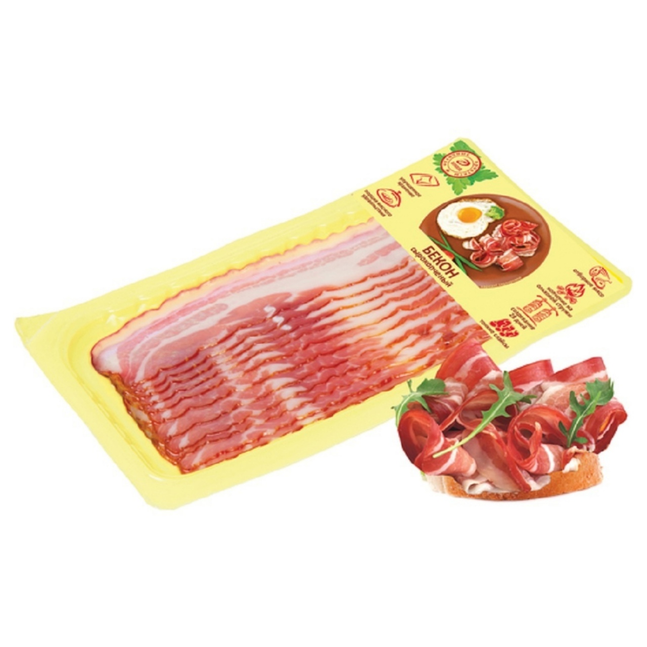 картинка Иней Бекон Сырокопченый нарезка вакуум 100 г от нашего магазина