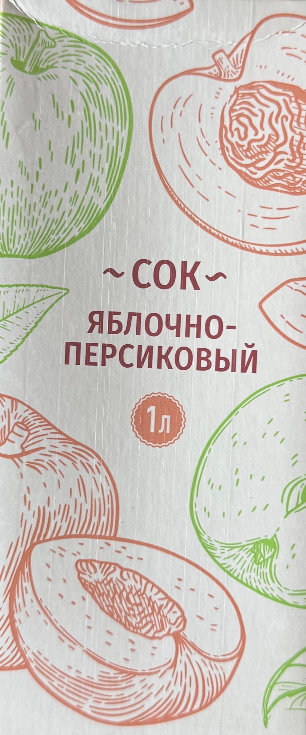 картинка Диас ЯБЛОКО ПЕРСИК Сок 1л белая упаковка от нашего магазина